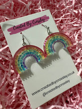 Load image into Gallery viewer, Glitter Rainbow Charm Earrings
