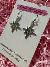 Load image into Gallery viewer, Silver Gem Star Charm Earrings
