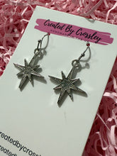 Load image into Gallery viewer, Silver Gem Star Charm Earrings
