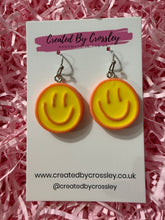 Load image into Gallery viewer, Orange Happy Face Charm Earrings
