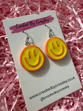 Load image into Gallery viewer, Orange Happy Face Charm Earrings
