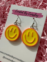 Load image into Gallery viewer, Orange Happy Face Charm Earrings
