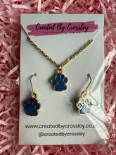 Load image into Gallery viewer, Blue Paw Print Jewellery Set
