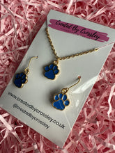 Load image into Gallery viewer, Blue Paw Print Jewellery Set
