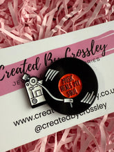 Load image into Gallery viewer, “Music heals my soul” Record Player Pin Badge

