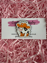 Load image into Gallery viewer, “Cowdy” Cowboy Cow Pin Badge
