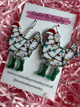 Load image into Gallery viewer, Christmas Chicken Charm Earrings

