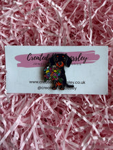 Load image into Gallery viewer, Flower Dachshund Dog Pin Badge
