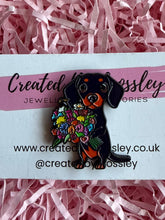 Load image into Gallery viewer, Flower Dachshund Dog Pin Badge

