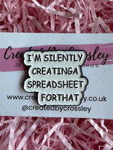 Load image into Gallery viewer, Spreadsheet Quote Pin Badge
