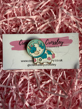 Load image into Gallery viewer, Blue Space Cow Pin Badge
