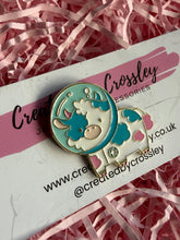 Load image into Gallery viewer, Blue Space Cow Pin Badge
