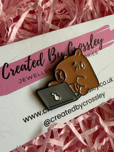 Load image into Gallery viewer, Work Capybara Pin Badge
