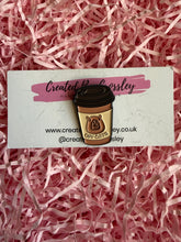Load image into Gallery viewer, “Capy-cuinno” Capybara Coffee Pin Badge
