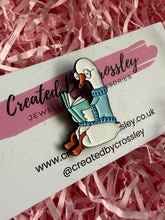 Load image into Gallery viewer, Book Reading Duck/Goose Pin Badge
