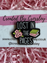 Load image into Gallery viewer, “Lost in the pages” Flower Book Pin Badge
