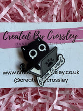 Load image into Gallery viewer, “Forced to work” Cat Pin Badge
