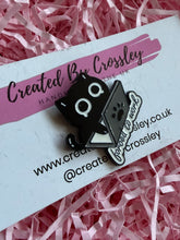 Load image into Gallery viewer, “Forced to work” Cat Pin Badge

