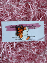 Load image into Gallery viewer, Orange Butterfly Cat Pin Badge
