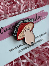 Load image into Gallery viewer, “Let’s commit arson” Mushroom Pin Badge
