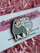 Load image into Gallery viewer, “I am good kitty” Possum Pin Badge
