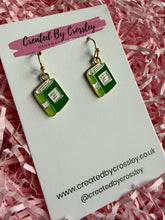 Load image into Gallery viewer, Green Book Charm Earrings
