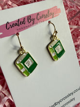 Load image into Gallery viewer, Green Book Charm Earrings
