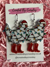 Load image into Gallery viewer, Christmas Chicken Charm Earrings
