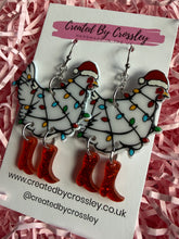 Load image into Gallery viewer, Christmas Chicken Charm Earrings
