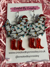 Load image into Gallery viewer, Christmas Chicken Charm Earrings
