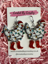 Load image into Gallery viewer, Christmas Chicken Charm Earrings
