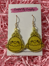 Load image into Gallery viewer, Yellow Resin Chick Earrings
