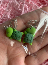 Load image into Gallery viewer, Sleepy Turtle Clip On Earrings
