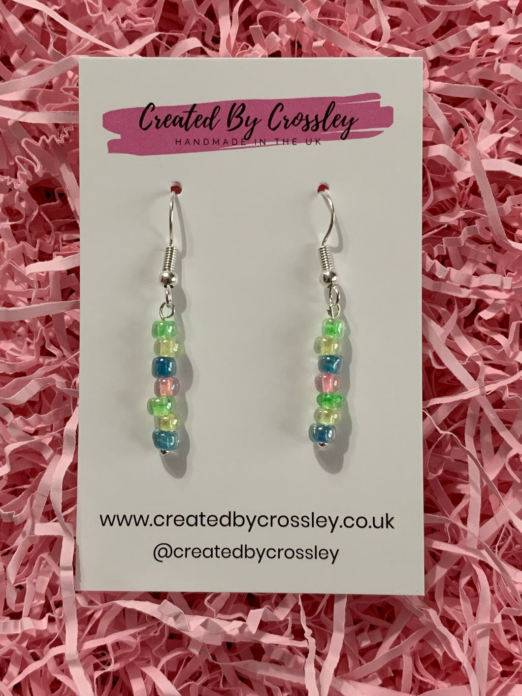 Pastel Beaded Dangle Earrings