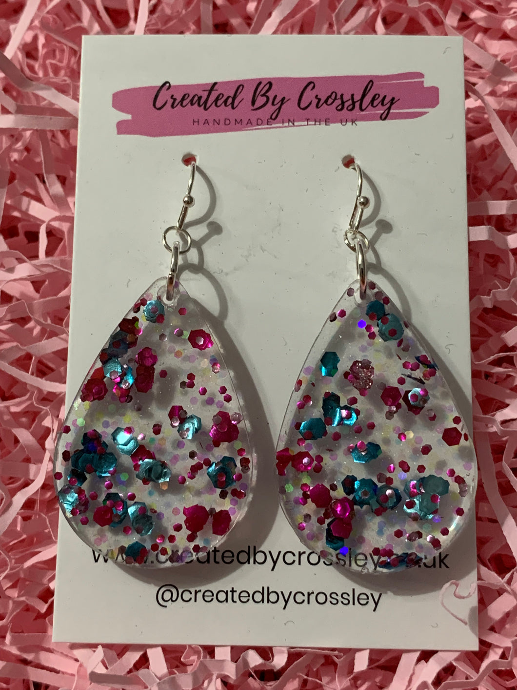 Glitter Teardrop Resin Earrings