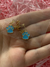 Load image into Gallery viewer, Blue Paw Print Clip On Earrings
