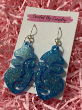 Load image into Gallery viewer, Blue Sparkle Face Resin Earrings
