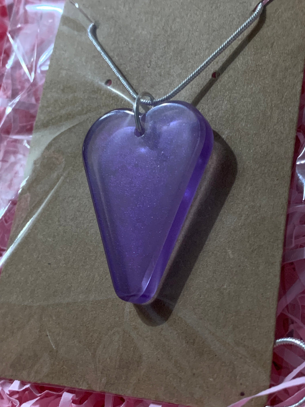 Purple Resin Heart Necklace