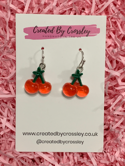 Chunky Cherry Charm Earrings