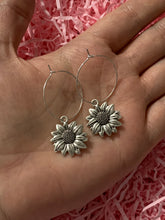 Load image into Gallery viewer, Sunflower Charm Hoop Earrings
