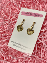 Load image into Gallery viewer, Detailed Heart Charm Stud Earrings
