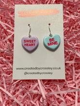 Load image into Gallery viewer, Sweetheart Quote Heart Charm Earrings
