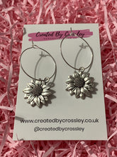 Load image into Gallery viewer, Sunflower Charm Hoop Earrings
