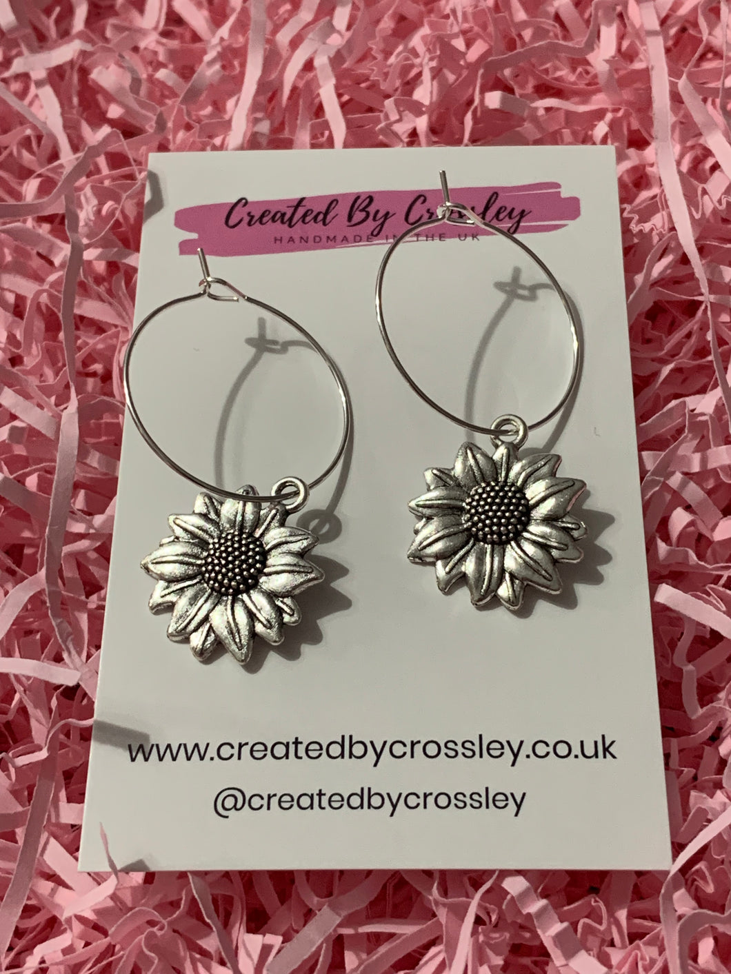 Sunflower Charm Hoop Earrings