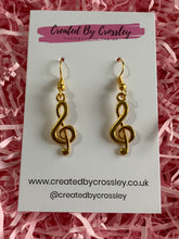 Load image into Gallery viewer, Simple Treble Clef Charm Earrings
