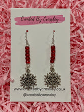 Load image into Gallery viewer, Snowflake Beaded Dangle Earrings
