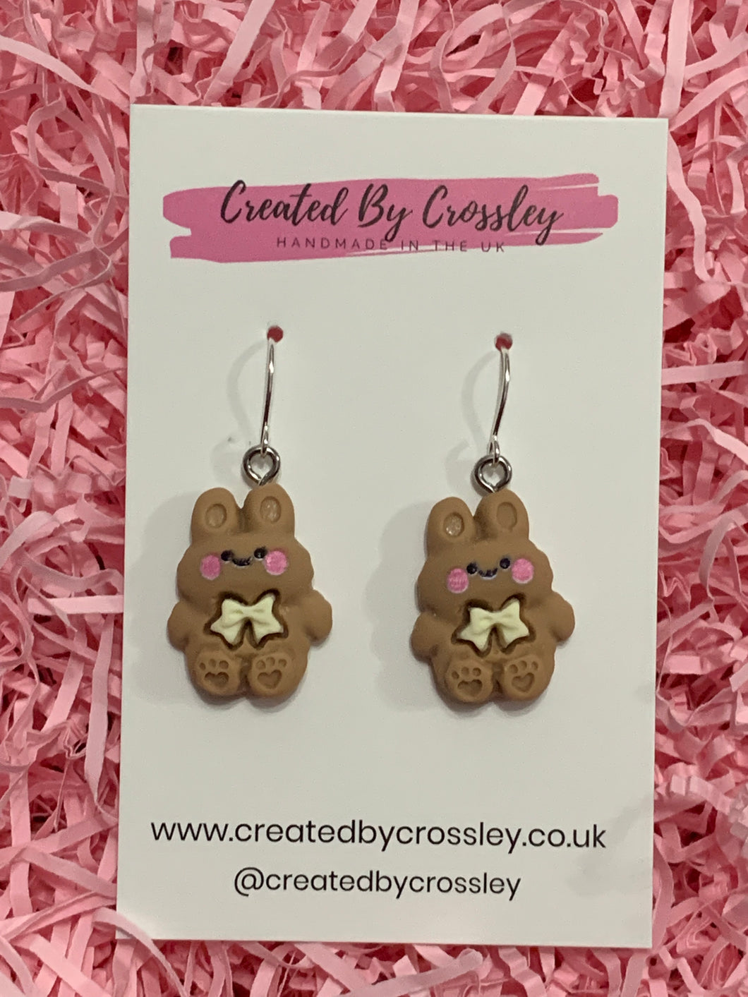 Bowtie Bunny Rabbit Charm Earrings