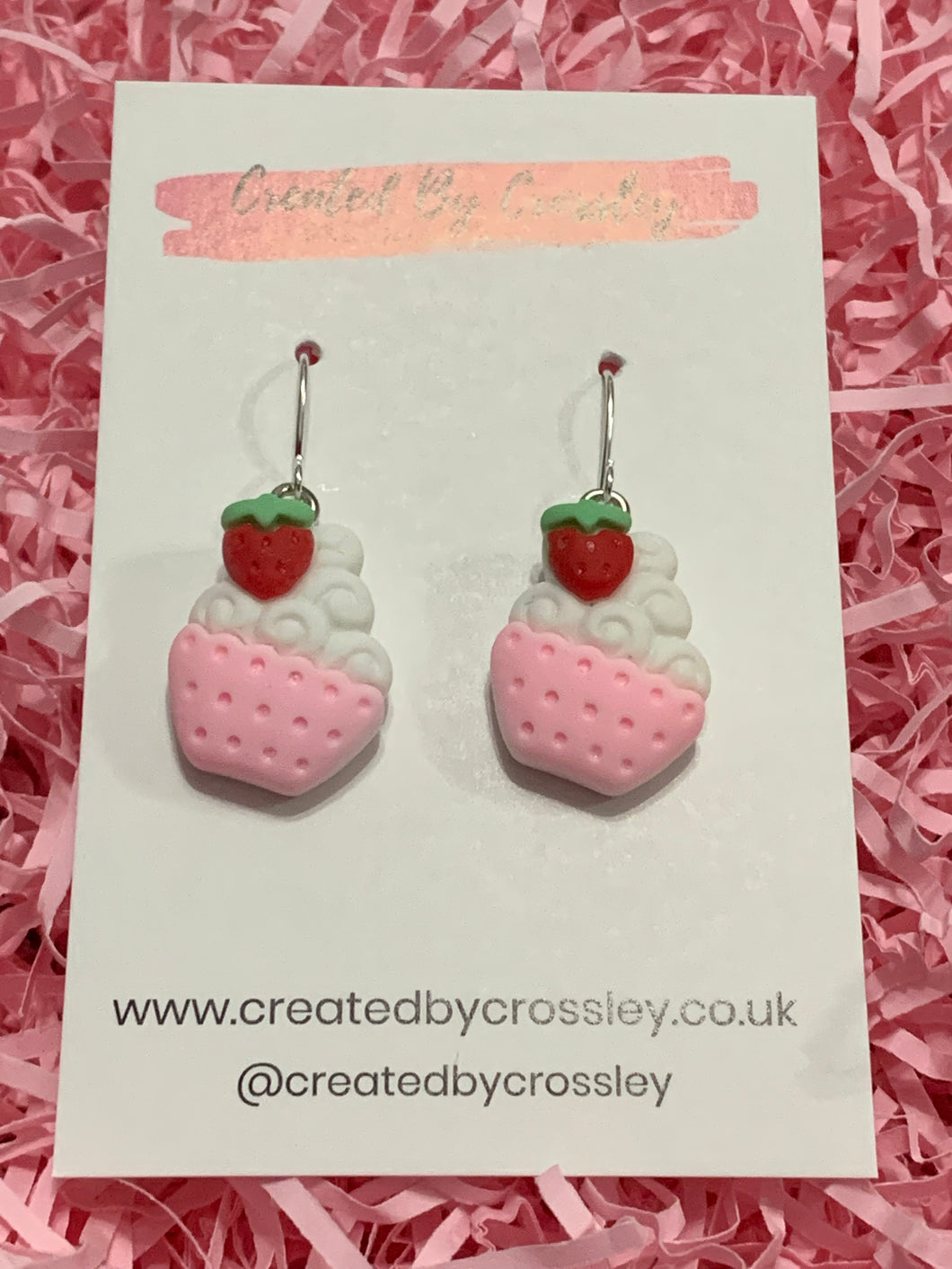 Strawberry Cupcake Charm Earrings