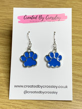 Load image into Gallery viewer, Blue Paw Charm Earrings
