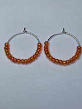 Load image into Gallery viewer, Orange Beaded Hoop Earrings
